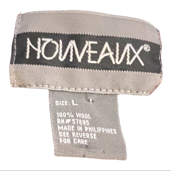 Nouveaux 100% wool open front red and black plaid sweater with frayed edges - Picture 4 of 5